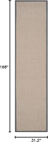 Miniatura 2 de SAFAVIEH Natural Fiber Collection NF444A - Alfombra de pasillo de 2 pies 6 pulgadas x 14 pies, diseño de sisal en espiga de borde, fácil cuidado,