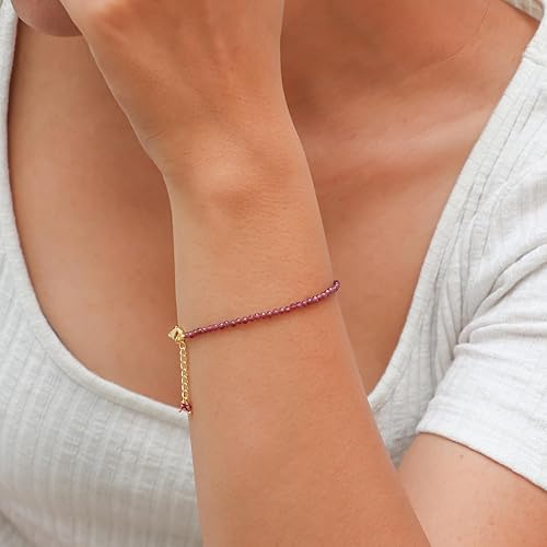 Miniatura 6 de Natural Red Garnet Beaded Bracelet January Birthstone Crystal Jewelry Hypoallergenic 8 Inch Gold Plated Lightweight Trendy Western Jewerly For Women