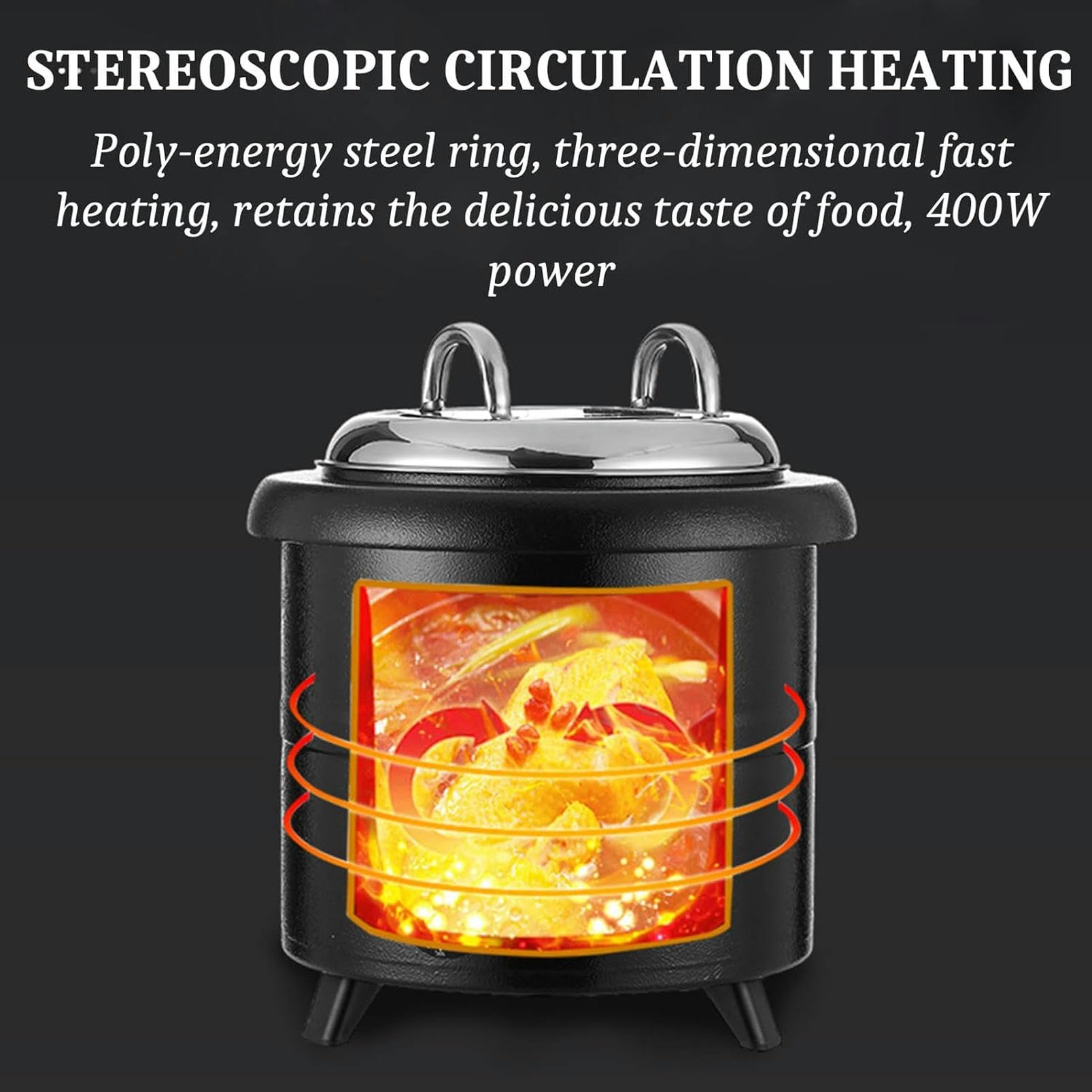 Scalda-zuppe Portatile, pentola scaldavivande da Buffet in Acciaio Inox da 13 Litri con Coperchio, Ideale per sughi e zuppe.