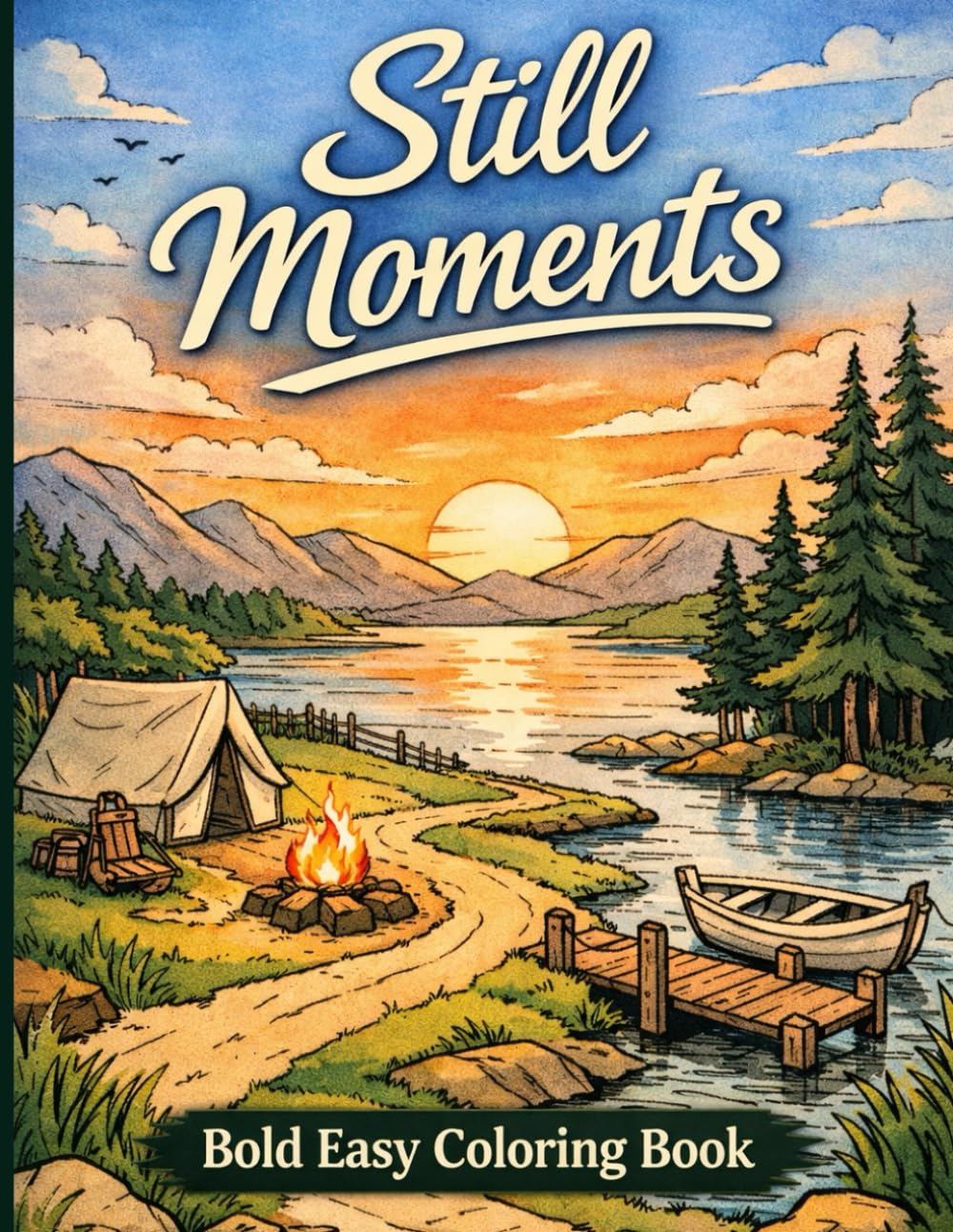 Still Moments: Coloring Book for Adults and Teens with Bold, Easy Designs for Relaxation, Minimalist Art, and Mindful Coloring