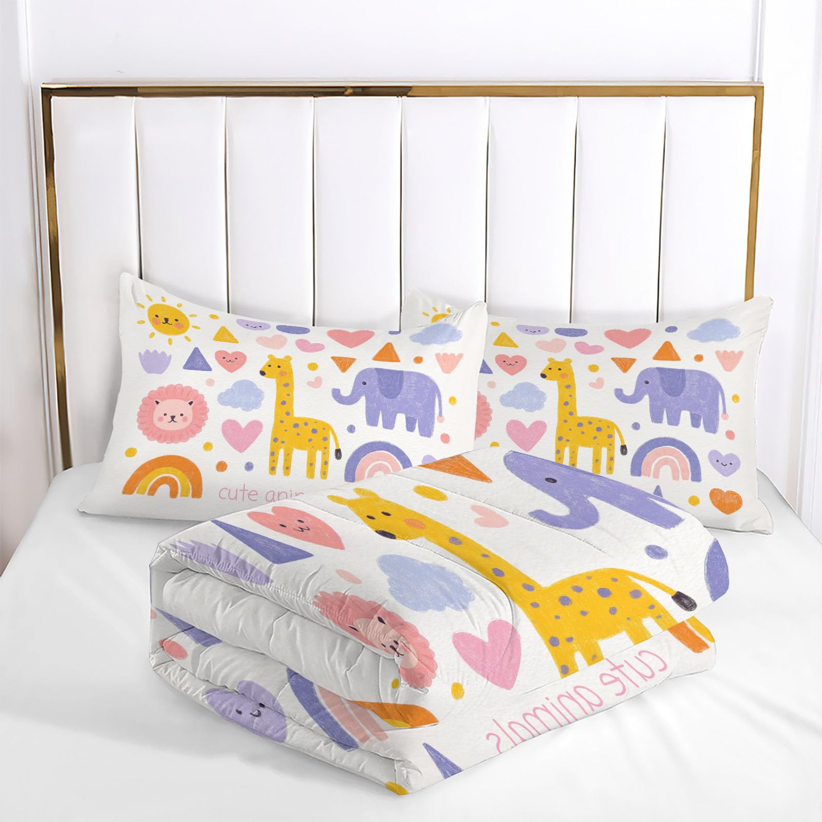 Edredon Cama 90 Dibujos Animados Animales Estampado Infantil, Edredón Nórdico 4 Estaciones 140x200cm, Colcha Transpirable De Microfibra Lavable Niños Pósteres, 1 Fundas De Almohada