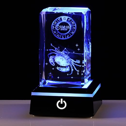 3d Crystals Cancer Zodiac Astrologyg Gifts For Women Men,Cancer Glass Figurine Decor Constellation Stuff June July Birthday Gifts For Girlfriend Woman Wife Keepsake Sign Symbolic Energy:Enthusiasm
