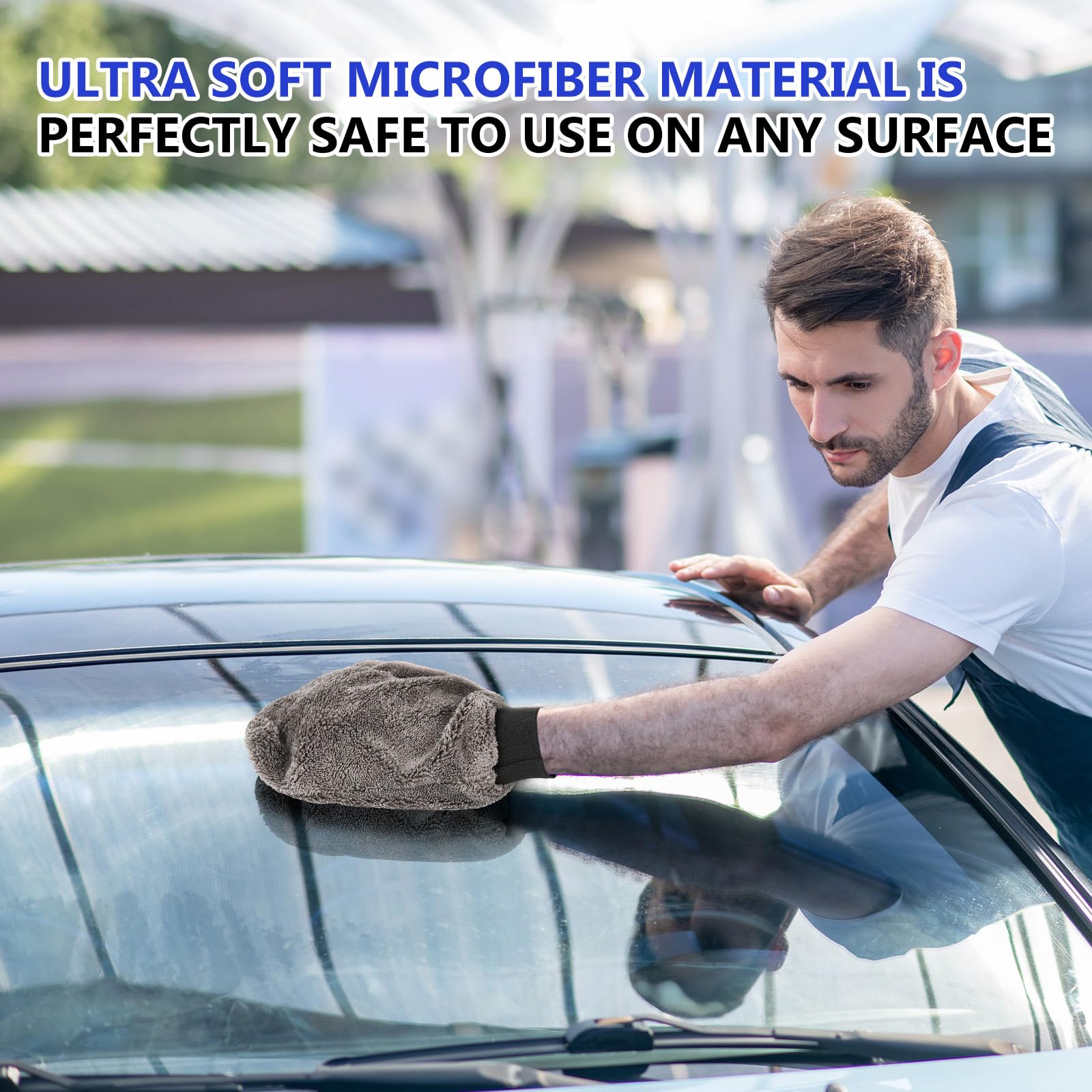 Teenyyou 6 manoplas de microfibra con pulgar, guantes de limpieza para el hogar, lavables, reutilizables, de microfibra, para lavar el coche, tela de rizo, guantes de microfibra para plantas,