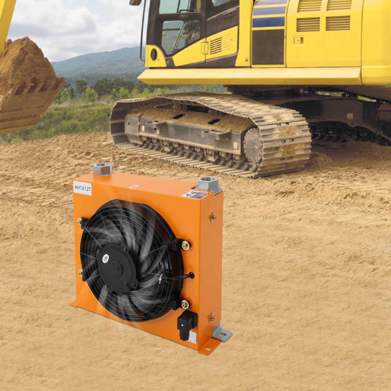 Raffreddatore ad olio idraulico da 120 W, 100 l/min, in lega di alluminio, DC 12 V, raffreddamento ad aria idraulico, radiatore ad olio raffreddato ad aria con griglia di protezione