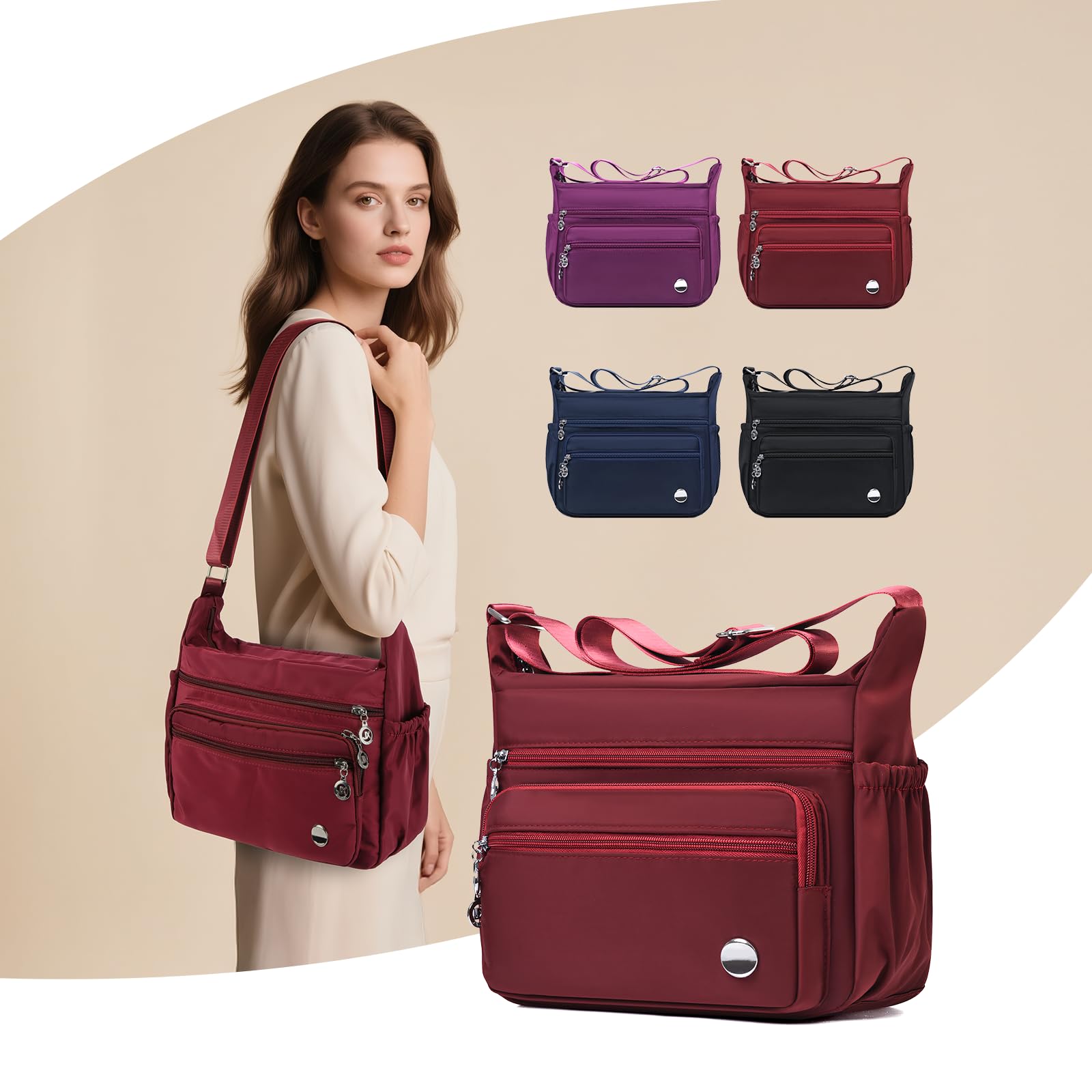 Crossbody Bags for Women, Roomy Multiple Pockets Shoulder Handbag Ladies Crossbody Purse Fashion Tote Top Handle Satchel