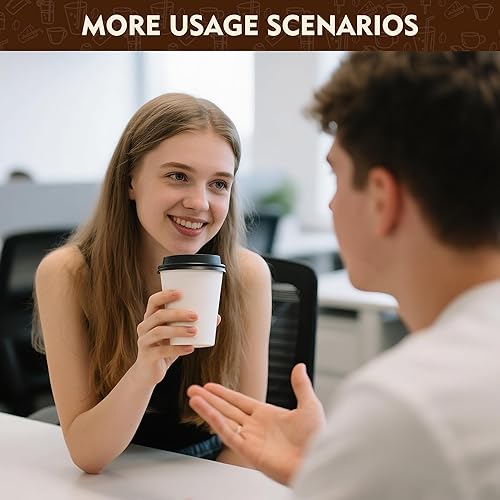 Miniatura 6 de YEEHAW Paquete de 100 tazas de café desechables de 16 onzas con tapas, vasos de papel a prueba de calor y fugas, tazas de café para bebidas