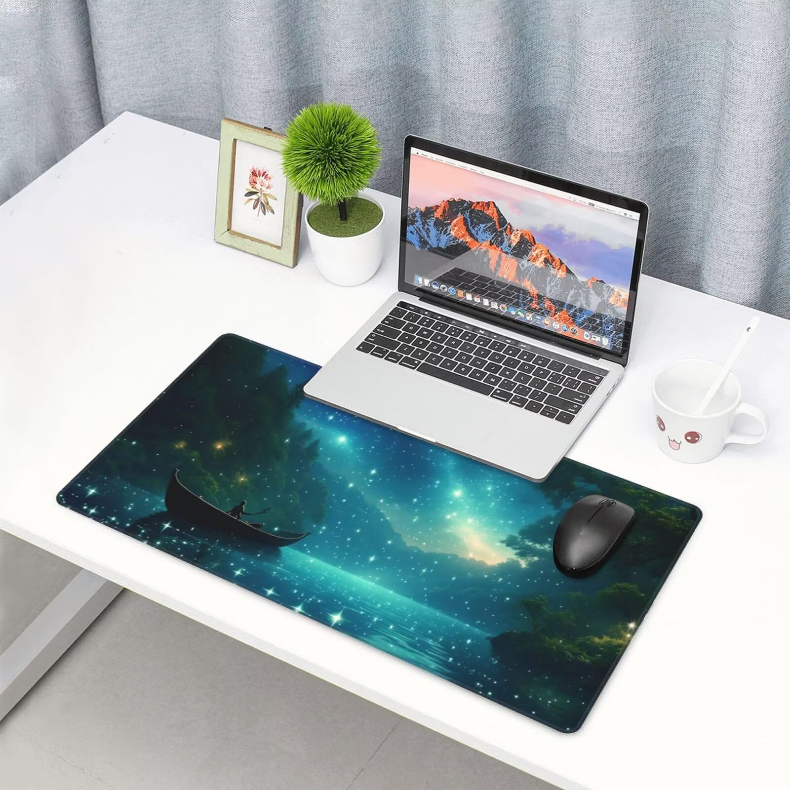 Wymarzona podkładka pod mysz, duża podkładka pod mysz 1600 x 800 mm, leśna podkładka pod mysz do gier, podkładka na biurko ze zszytymi krawędziami, podkładka pod mysz z klawiaturą, do pracy, gier,