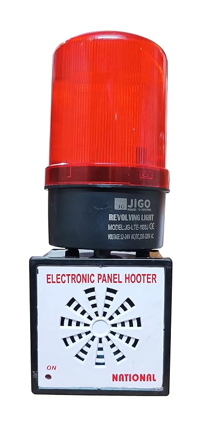 Hanutech 110v/220vAC Industrial Siren | Fire Alarm with 90db Revolving Light Sound Range Upto 110M for Factory, Office Etc