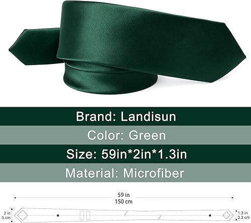 Miniatura 4 de Landisun Corbata Negra Hombres Mujeres Sólidos Corbatas Flacas Corbatas Slim Tie Satén