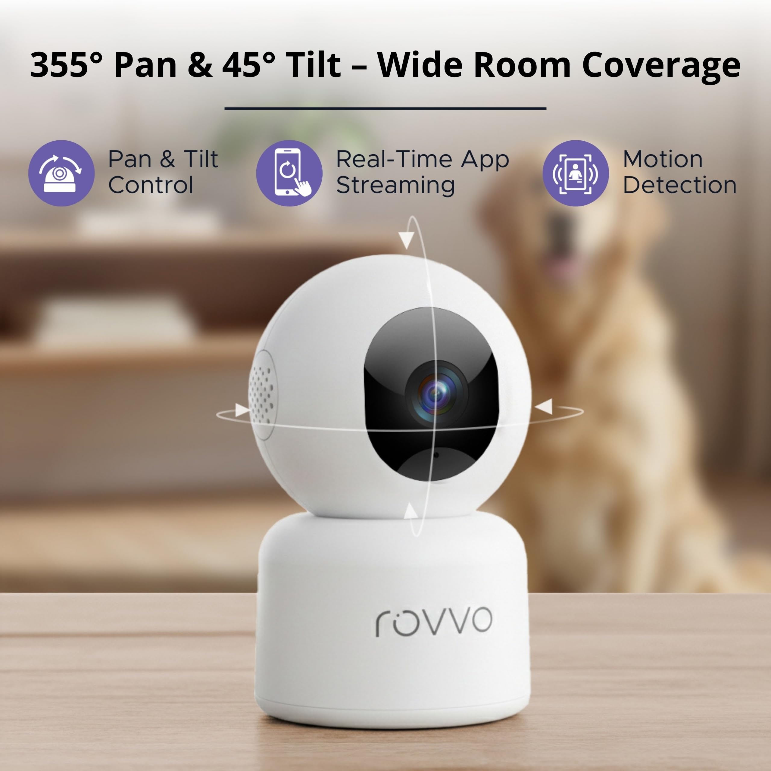 Pet Vision 360 – Smart Indoor Pet Camera with Pan & Tilt View, 1080p HD, Auto Motion Tracking, Two-Way Audio, Night Vision & App Control. - image 3