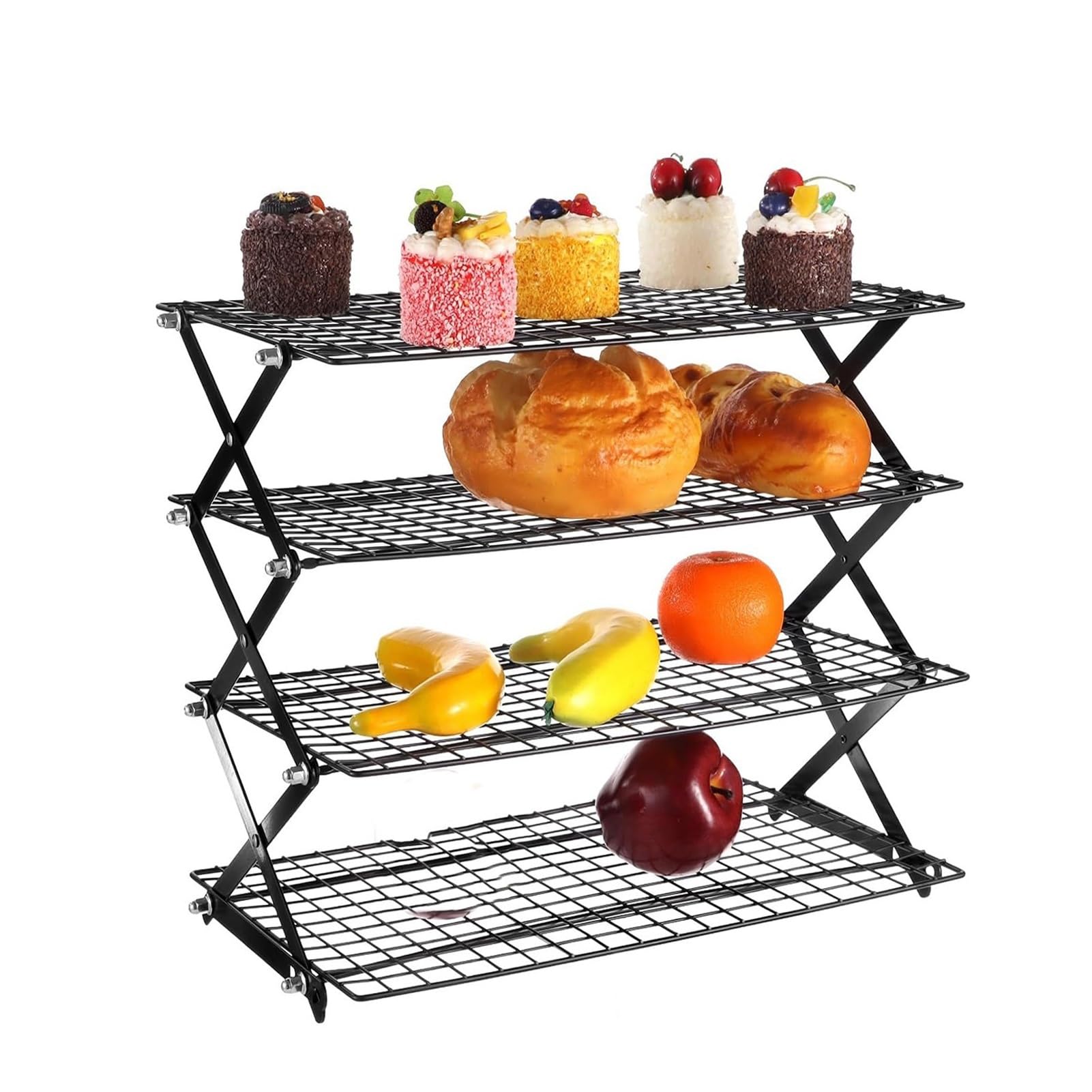 JOUFNING Collapsible Cooling Rack - 3 Setting Design, Adjustable ＆ Stackable Baking Rack, Cooling Racks for Cooking and Baking, Roasting ＆ Grilling, Gifts for Picnic Party