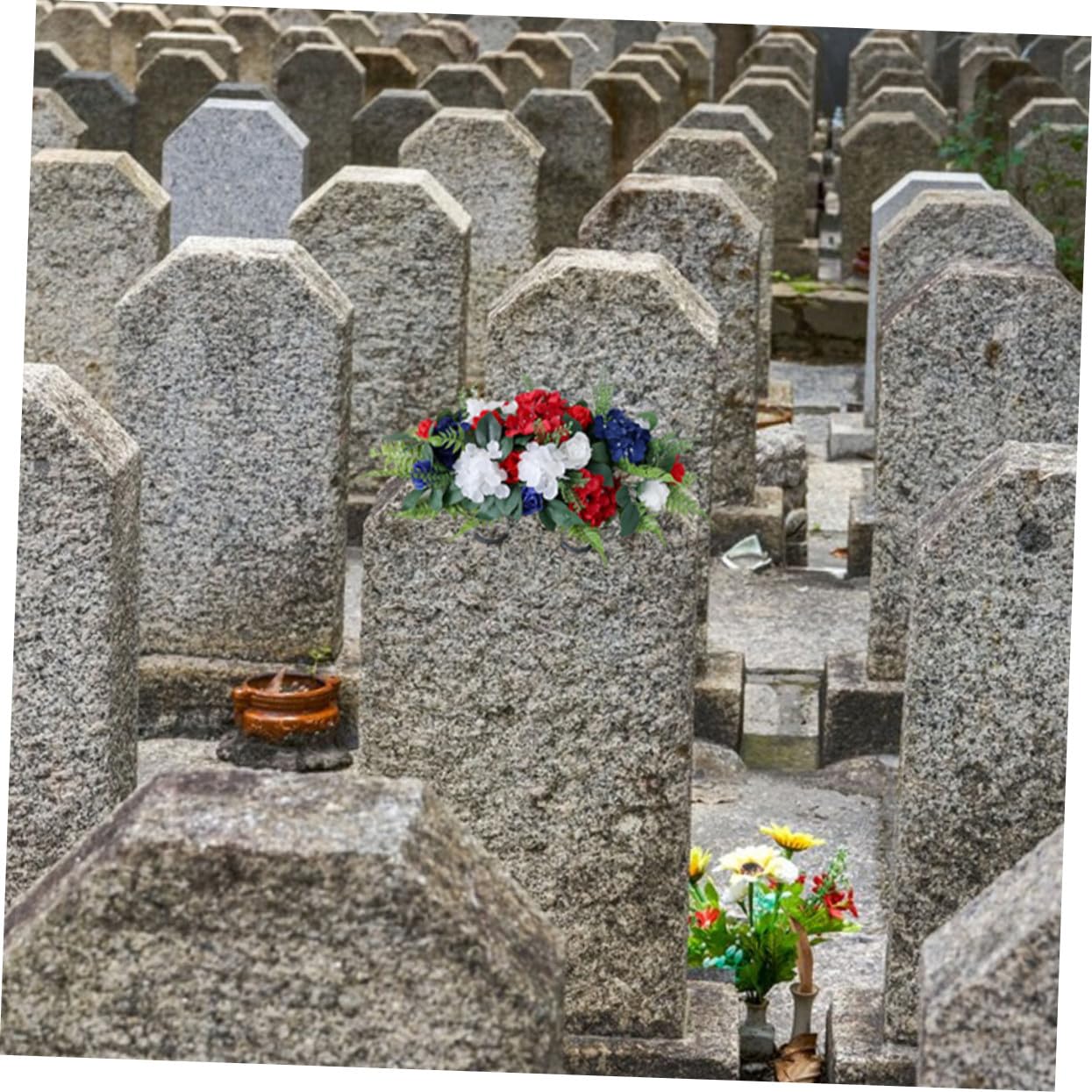 Fleurs Artificielles pour Cimetière Décoratives, Légères et Résistantes la Décoloration Extérieure, Adaptées aux Tombes et Pierres Tombales Ambiance Élégante et Solennelle
