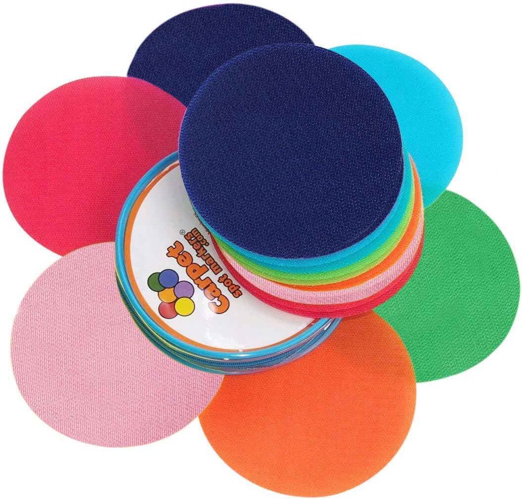 Carpet Spot Markers Sitting Carpet Markers Sits Spot for Classroom Kids Paw Rug Sit Spots for Student Teachers - Round Circle with 4-Inch 36-Pack Dots for Preschool, Kindergarten Twister Floor Game