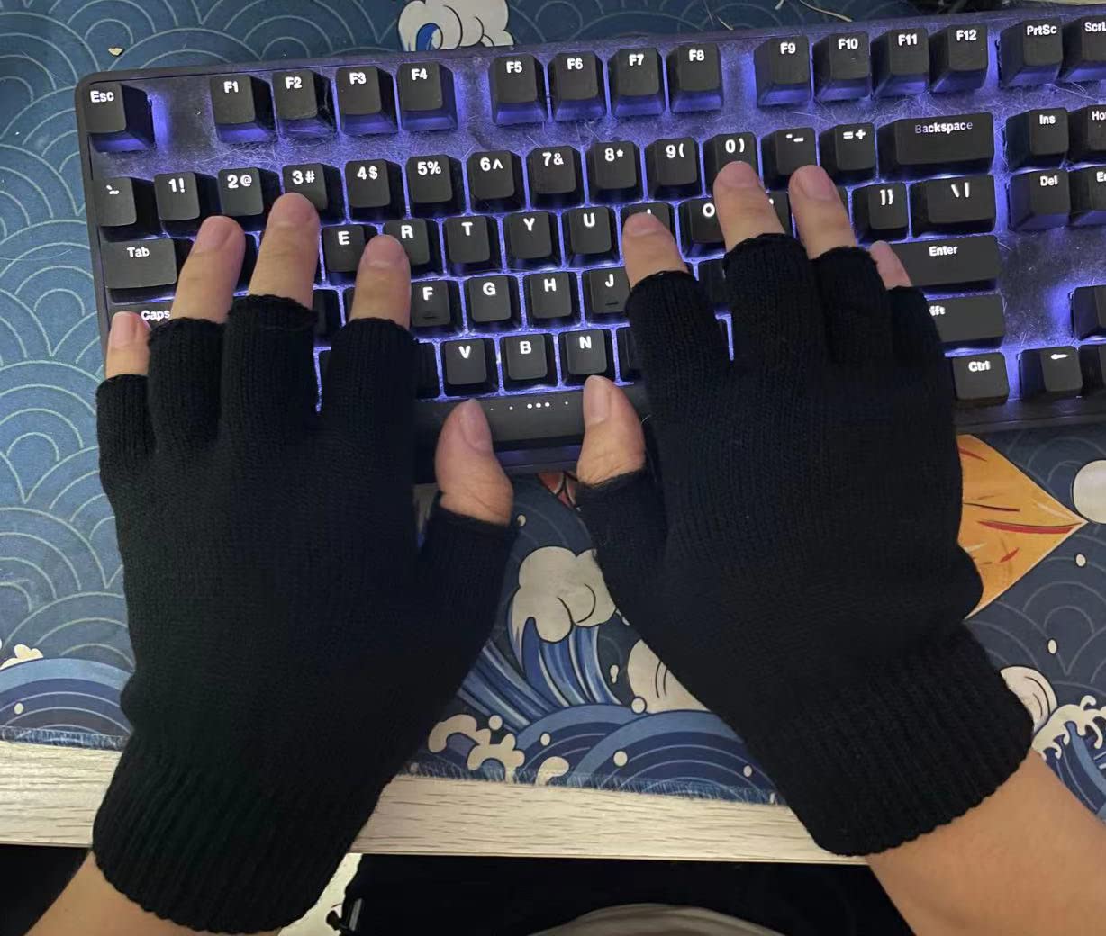 BEIRCOIN Inverno Guanti Mezze Dita Lavorati a Maglia Guanti Senza Dita Caldi Elastici per Uomo e Donna Guanti in maglia da ufficio