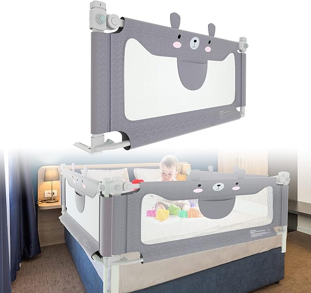 LARS360 150 cm Children's Bed Rail, Fall Protection, Safety Gate, Height Adjustable Bed, Fall Protection, Bed Trailing Cot for Toddlers, Babies and Children