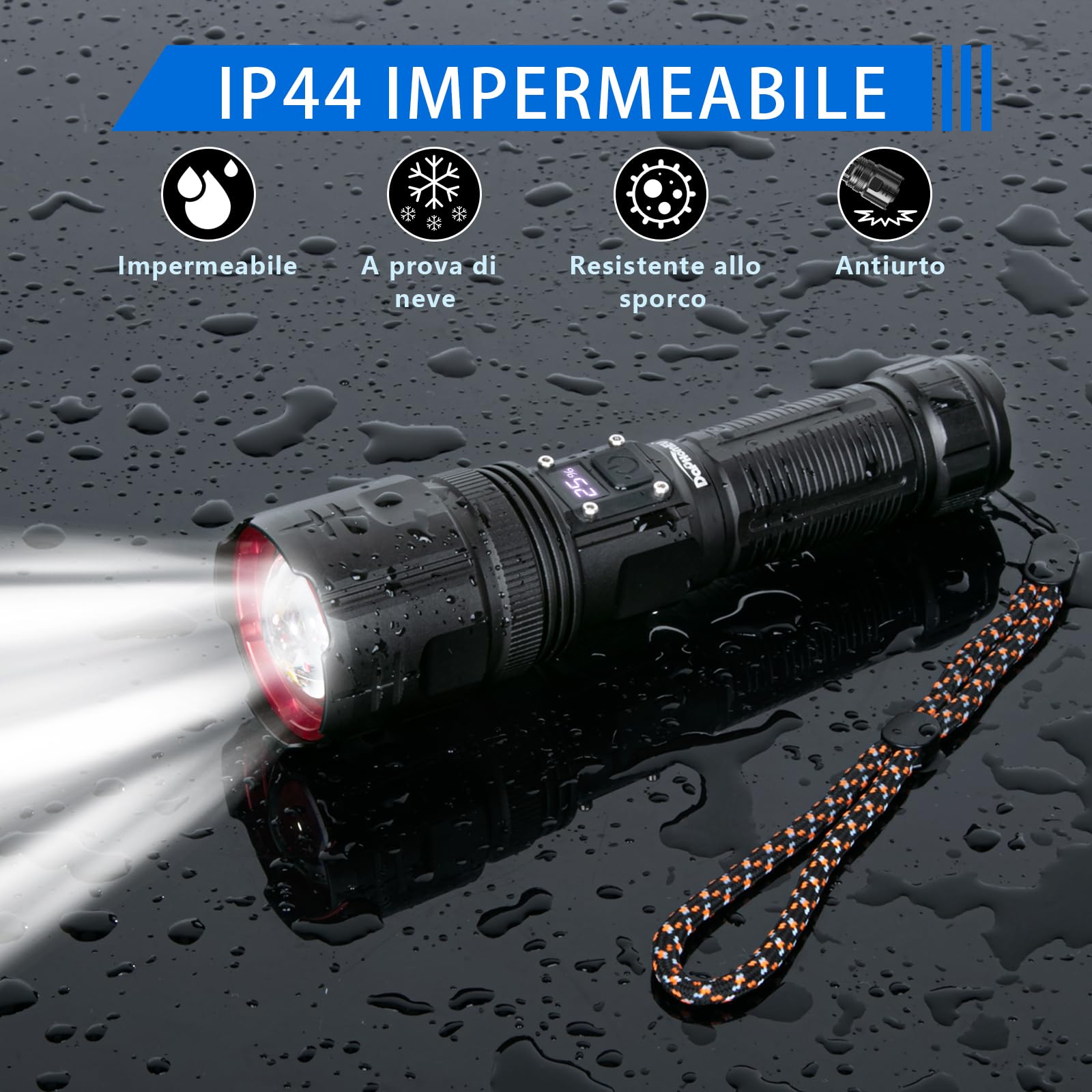 Torcia tattica LED 180 Lumen, laser 5mw per slitta Weaver/Picatinny