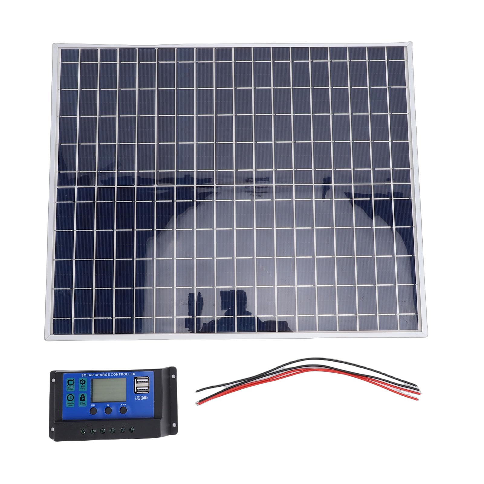 22-W-Solarpanel-Kit, Polykristallin mit 100-A-Controller, Dual-USB-Ausgang für Wohnmobil, Boot, Camping, Smartphone-Akkuladung