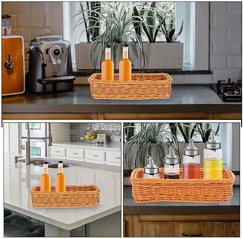 Miniatura 7 de NOLITOY Caja de almacenamiento de tarro de condimentos, cesta de huevos, cesta de almacenamiento de alimentos, cesta de mimbre tejida para el hogar,