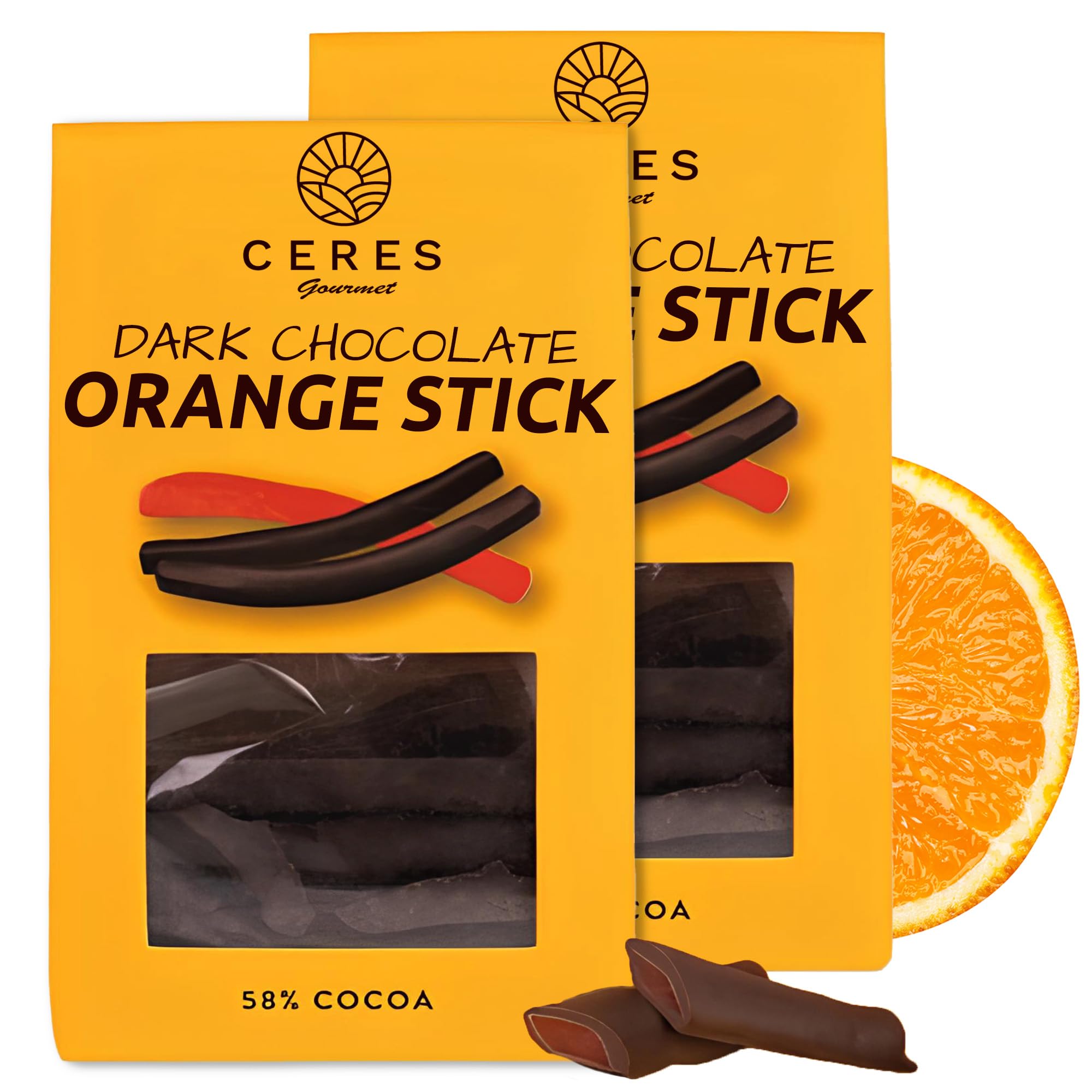 Ceres Gourmet Dark Chocolate Covered Orange Peel Sticks, 2 Packs, 8.46 Oz