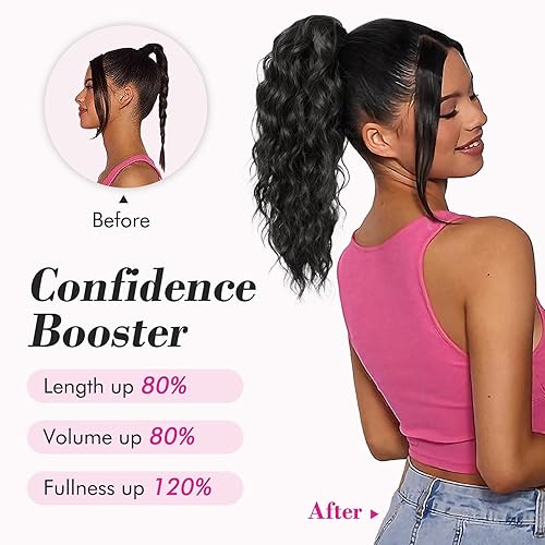 Miniatura 4 de REECHO HP002 - Extensión de cola de caballo de 14 pulgadas, pinza corta con clip multicapa, cola de caballo falsa, cola de caballo falsa,