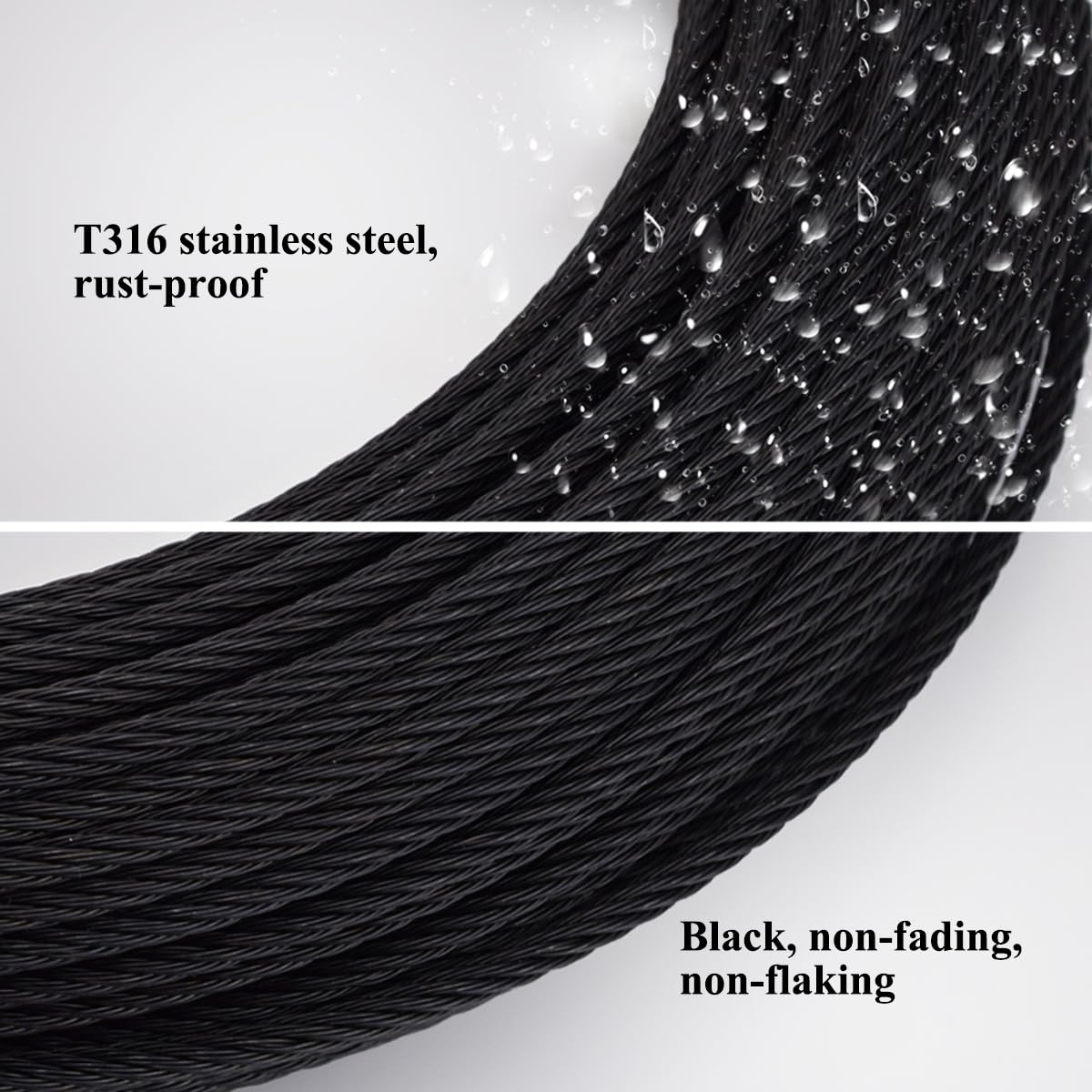 Shade Sail Wire Rope,4 * 12ft Stainless Steel Cable, 1/8" Wire Rope