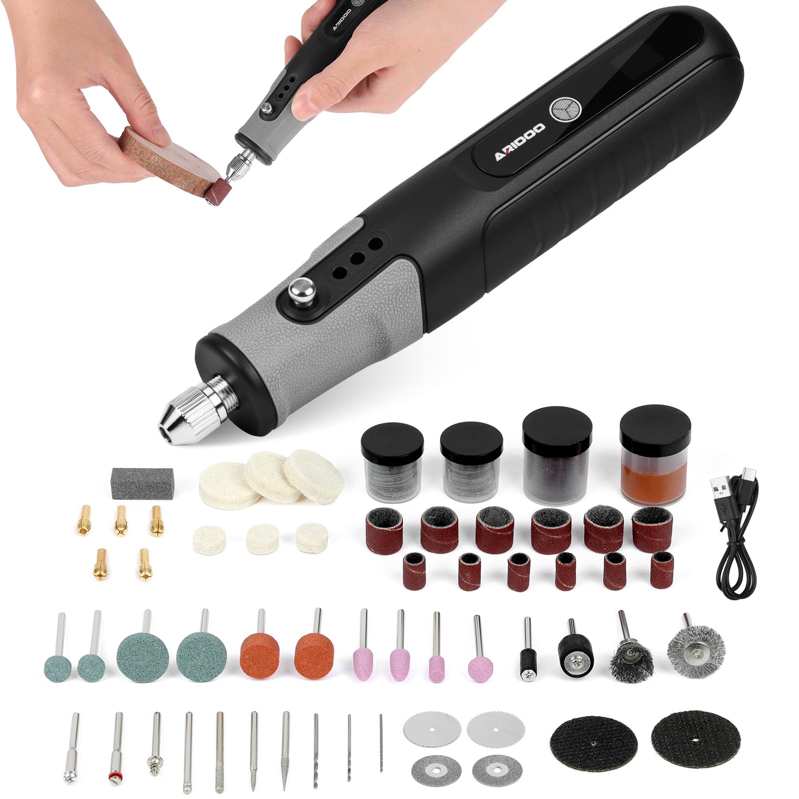 Flintronic Mini Trapano Elettrico Kit, 4.2v Utensile Rotante Multifunzione, Velocità Regolabile 5 Livelli (5000–25000 Rpm), Per Forare, Incidere, Smerigliare, Togliere Ruggine-Include 138 Accessori