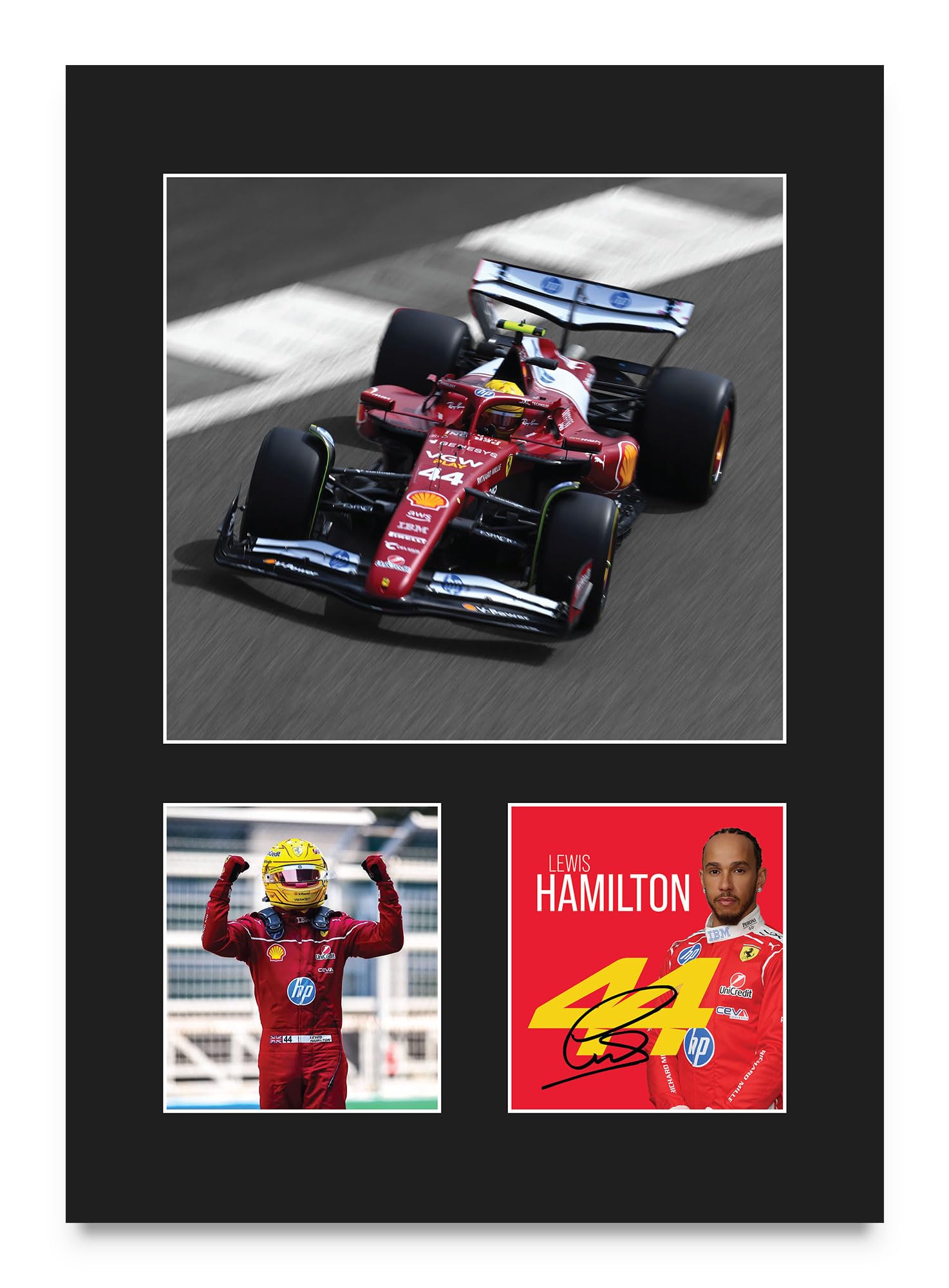 HWC Trading Lewis Hamilton Ferrari Gifts Printed Signed Autograph Picture for F1 Formula 1 Racing Fans - A4 Portrait (ID-009267) — image 1