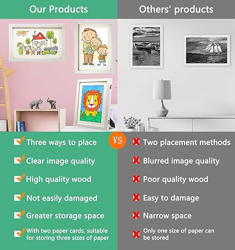 Miniatura 6 de LNDMYM Marcos de arte para niños de 10 x 12.5 pulgadas, pantalla intercambiable, proyectos de arte para niños, marco de arte para niños, marco de