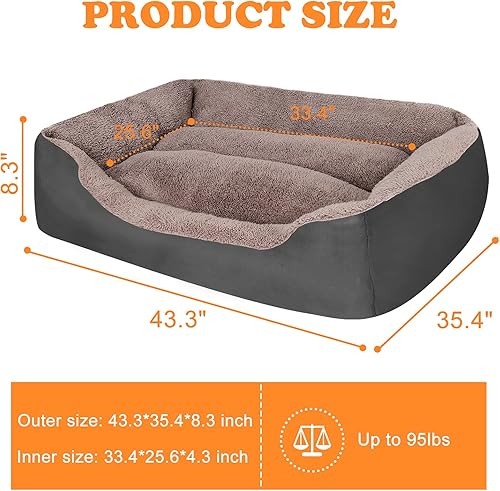 Miniatura 2 de PUPPBUDD Camas para perros extragrandes, cama rectangular lavable para perro, cómoda y transpirable, sofá para mascotas, cama ortopédica para perros