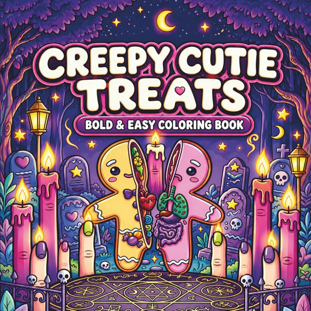 Creepy Cutie Treats: A Spooky Kawaii Coloring Book for Adults and Teens with Bold and Easy Cute Horror Designs, Sweetly Sinister Snacks, and Gothic Fun (Spooky Cutie)