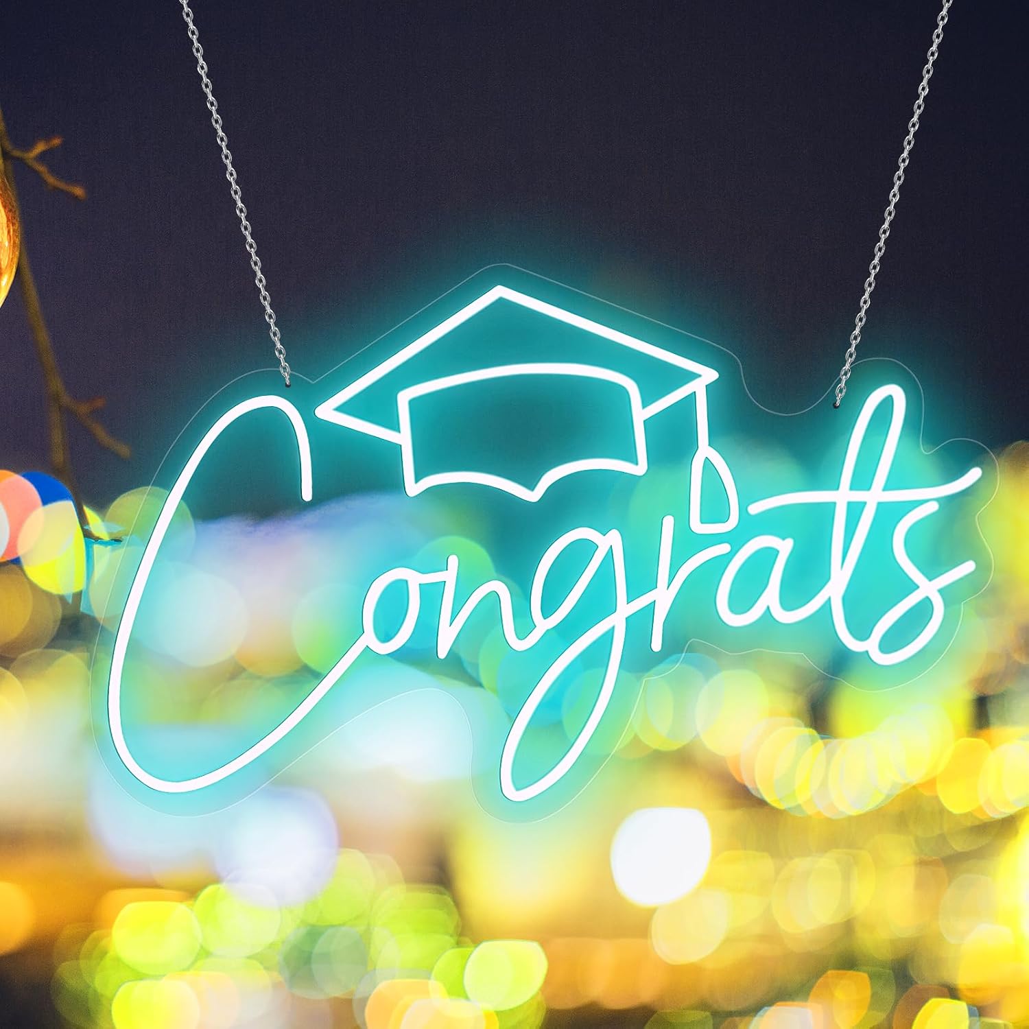 Congrats Grad Neon Sign-5V USB Bright and Dimmable LED Neon Sign,2023 Congratulations Graduation Decoration Neon Lights for Party Decor, Celebration Gift for Graduates 15.8x9.8 in (Ice Blue)