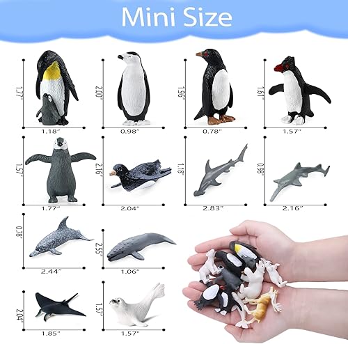 Miniatura 2 de SIENON Paquete de 26 figuras de animales polares, mini figuras de animales marinos antárticos árticos de plástico, pingüino, oso polar, morsa, búho