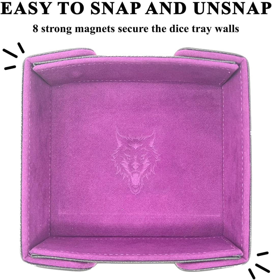 Norse Foundry Magnetic Folding Dice Tray - A Portable Option for Quieter Dice Rolling, or Dice Games, Perfect for Dice Enthusiasts, Playing Cards, RPG Players, and Dice Collectors (Purple) image 3