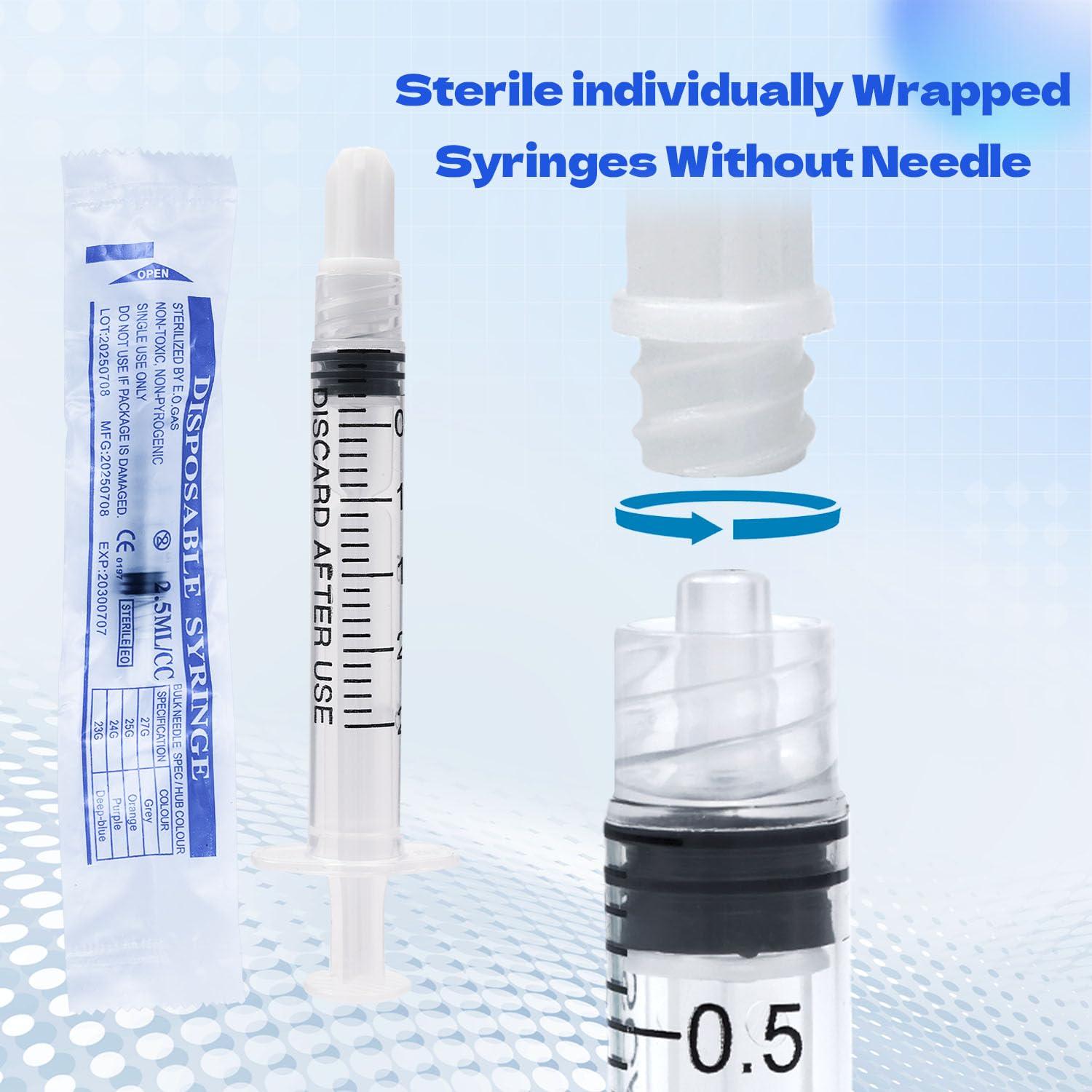2.5ml Syringes Without Needles, 2.5cc Luer Lock Syringe - 30 Pack — Amazon image 2