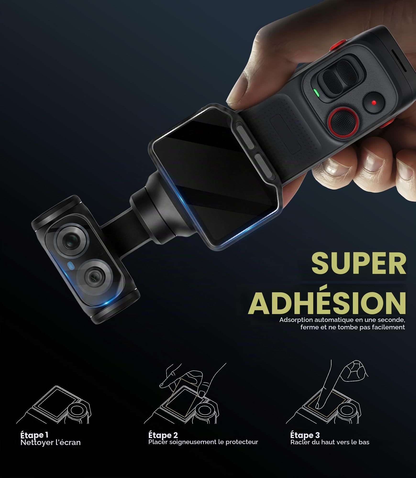 NEWZEROL 4 Pièce Verre Trempé Compatible pour Insta360 Luna Ultra | 2 Protections d'Écran + 2 Protections d'Objectif, Anti-Rayures Haute Définition Sans Bulles 9H, Film de Protection