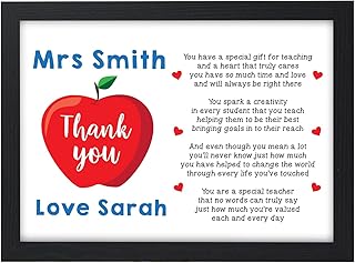 Personalised Red Apple Teacher Gifts - Teacher Poem - Teacher Thank You Presents - Teacher Appreciation Gifts - Teacher Assistant Gift - Christmas Gifts for Teacher - End of Term Gifts