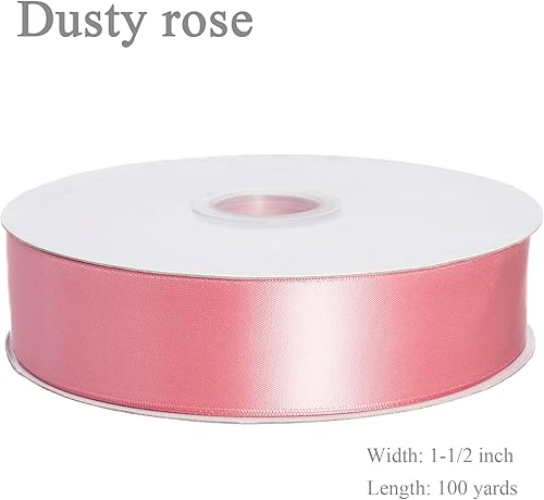 Vista 74 de Cinta de satén de poliéster de doble cara de color sólido, 1 pulgada de ancho, 100 yardas de largo, perfecta para bodas, envoltura de regalos, Oro