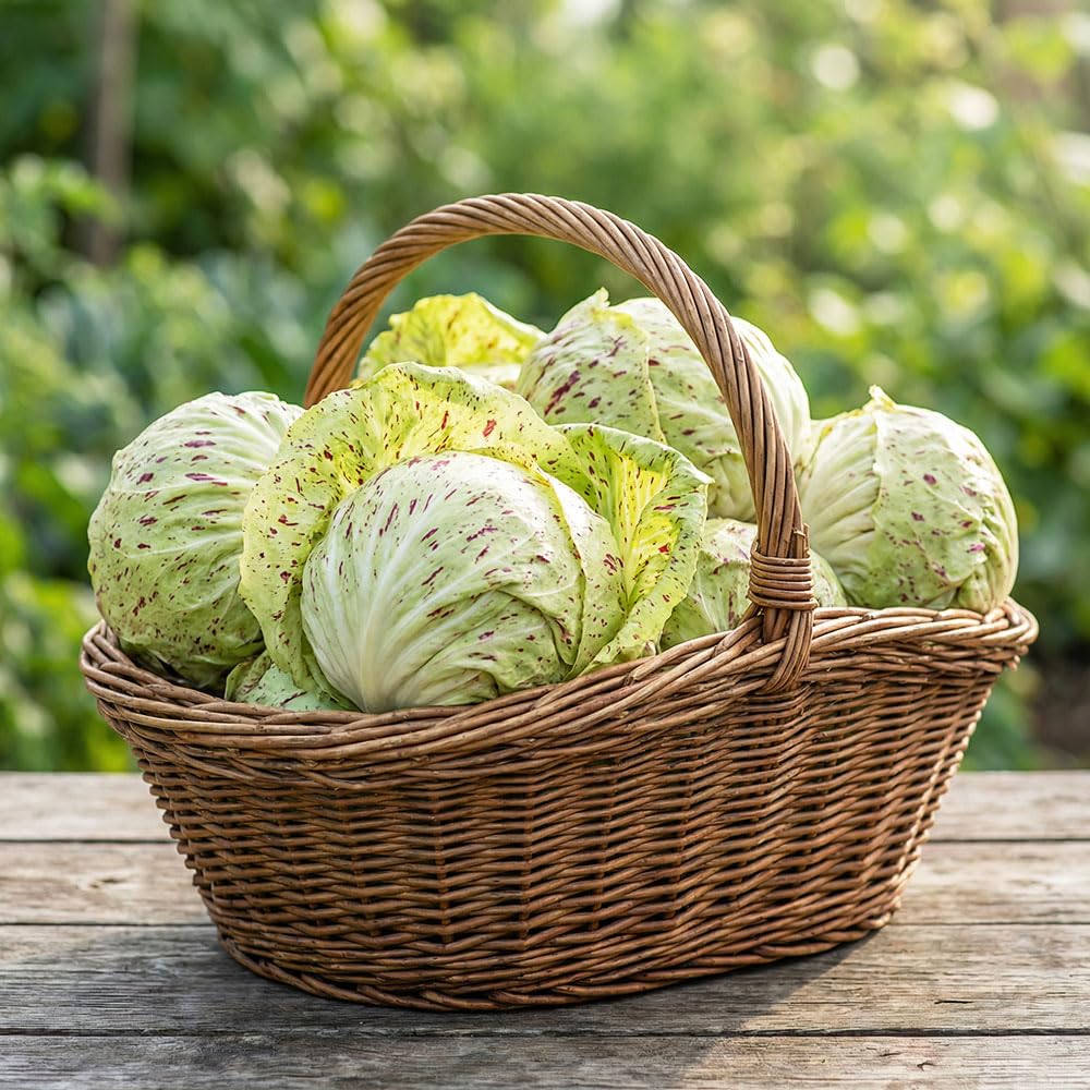 Leaf Chicory Seeds – Cicoria Variegata di Lusia Tardiva – Heritage Italian Variety – Crisp Speckled Leaves, Late Season Crop, Cold Tolerant