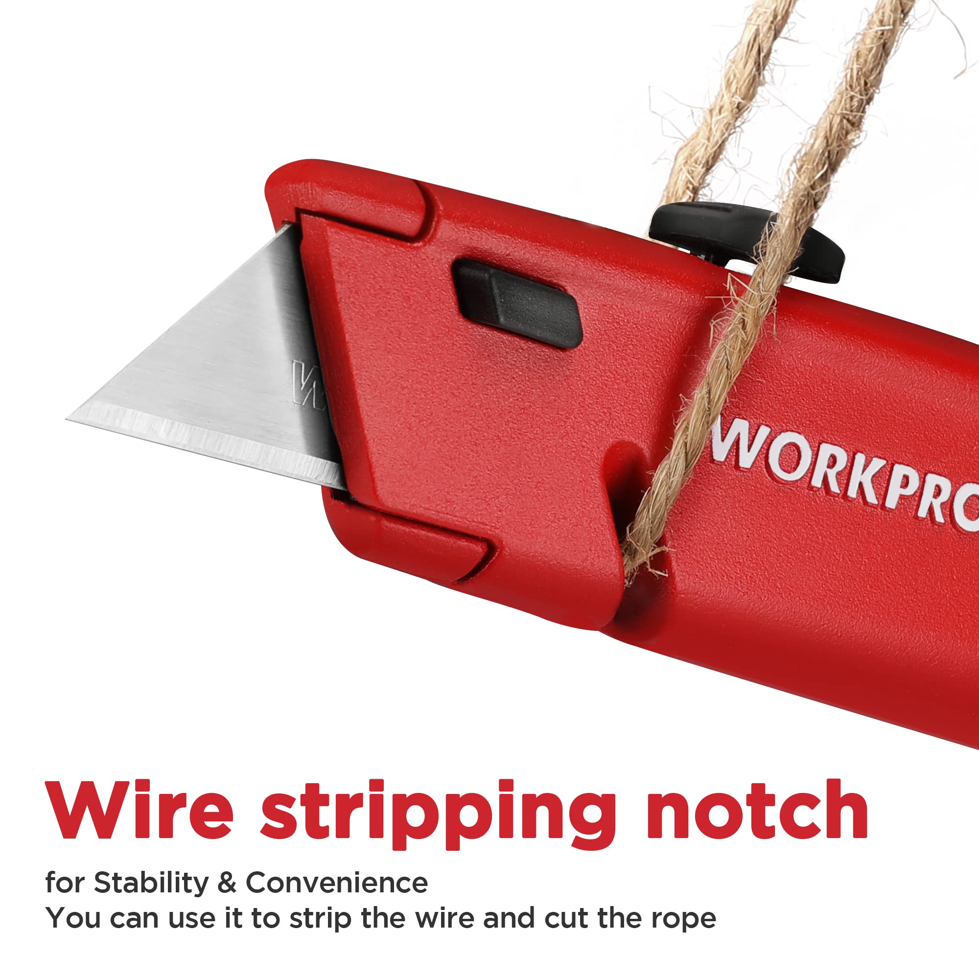 WORKPRO Cutter Universel à Lame Rétractable, Cutter Professionnel avec 10 Lames Supplémentaires en SK5, Cutter à Moquette avec Manche en Aluminium Antidérapant, Bleu