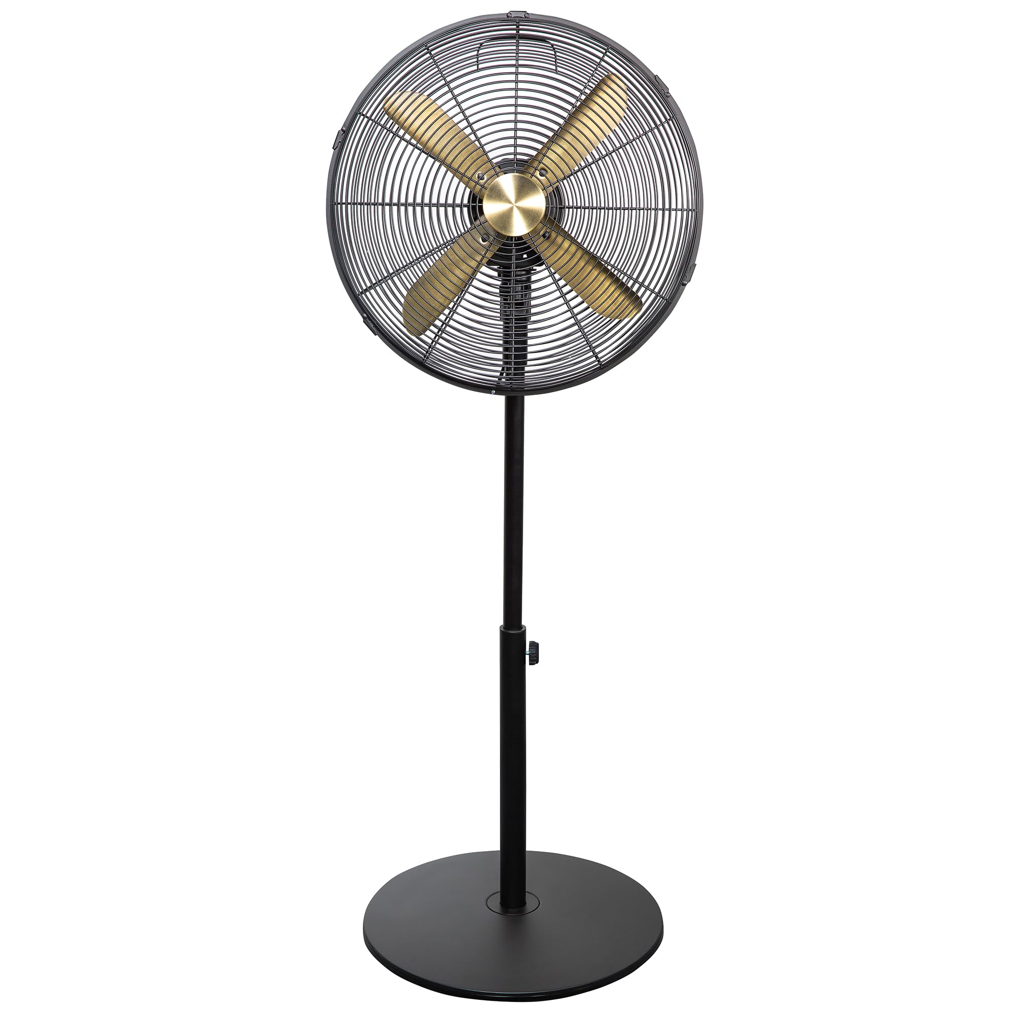 Russell Hobbs 16” Metal Pedestal Fan in Brushed Gold & Black, 3 Speed Settings, Powerful Airflow, Ergonomic Design, Tilt and Oscillating Features, 4 Curved Blades, Up To 2 Years Guarantee, RHMPF1601BG