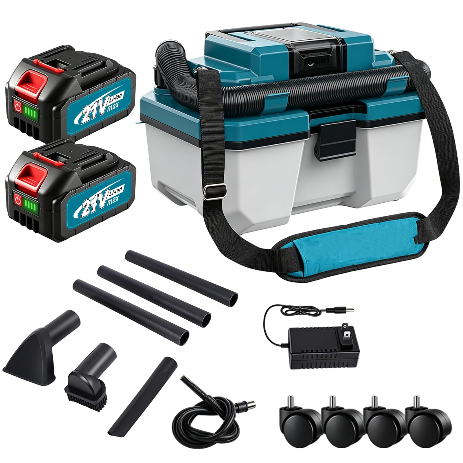 Aspiradora InaláMbrica Para SóLidos Y LíQuidos, Aspiradora De Taller 3 En 1 Con Correa Para El Hombro Und Capacidad 15 Litros DepóSito Gran Aspiradora Para Coche Para Hogar Garaje Coche Y Taller