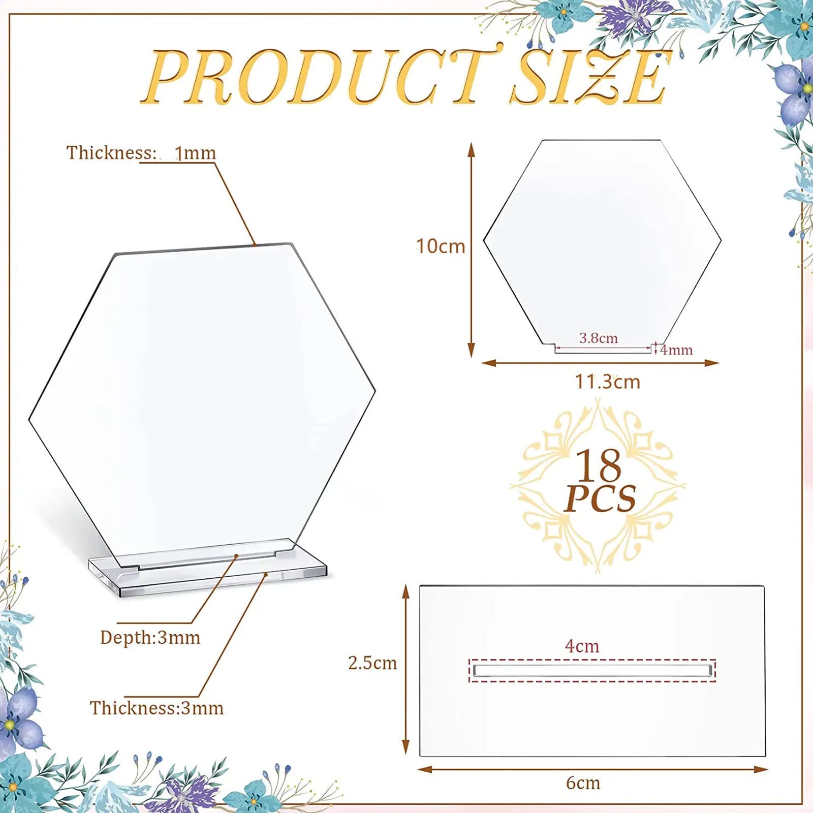 Klares sechseckiges Acryl-Tischschild, Hochzeitsempfang, Tischnummern, klare Tischnummernschilder mit Ständern, für Dekoration, Party, Jubiläums-Platzkarten (Color : 1 to 144, Size : L:10cmxW:11cm)