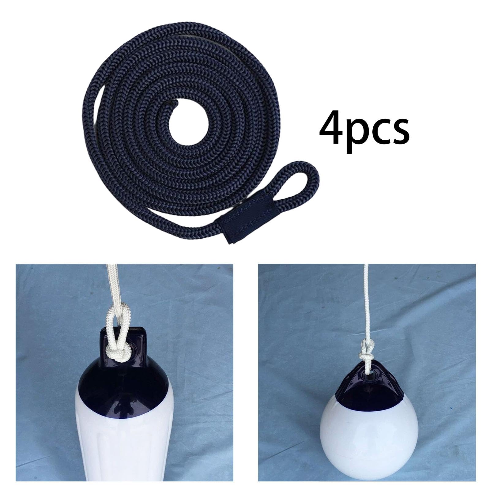Defensas para parachoques de barco marino – 4 líneas de muelle de 1,5 m, protección duradera para guardabarros de kayak, resistente, 0,65 x 150 cm para navegación y acoplamiento seguros