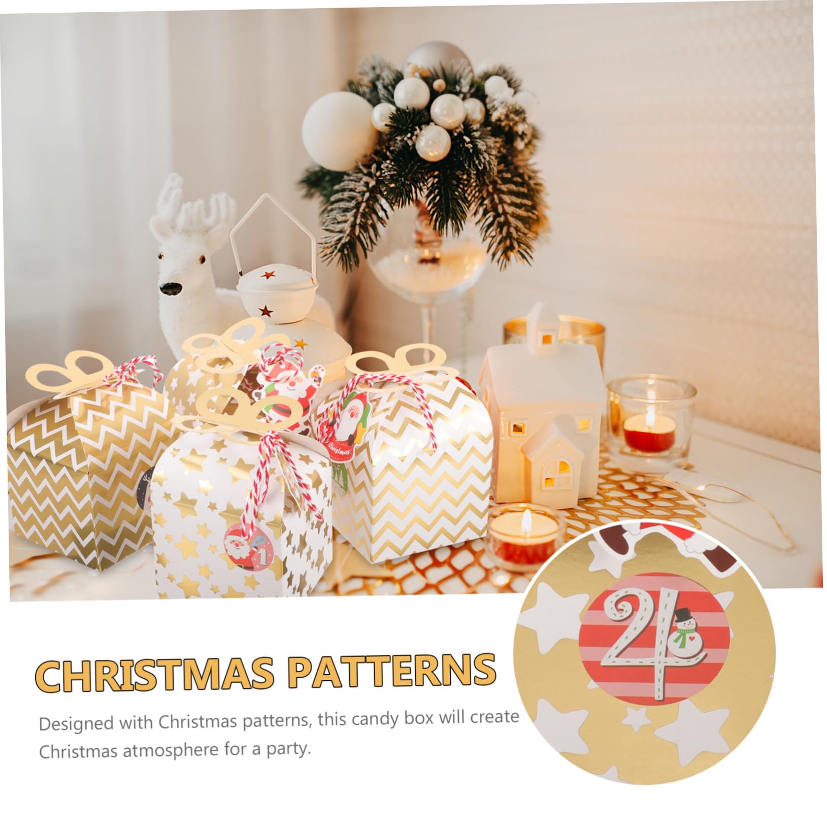 Anneome 24 Piezas Cajas de Regalo de Papel para Navidad con Diseño Festivo de Cajas Portátiles para Dulces Galletas y Chocolates para Fiesta y Decoración Navideña
