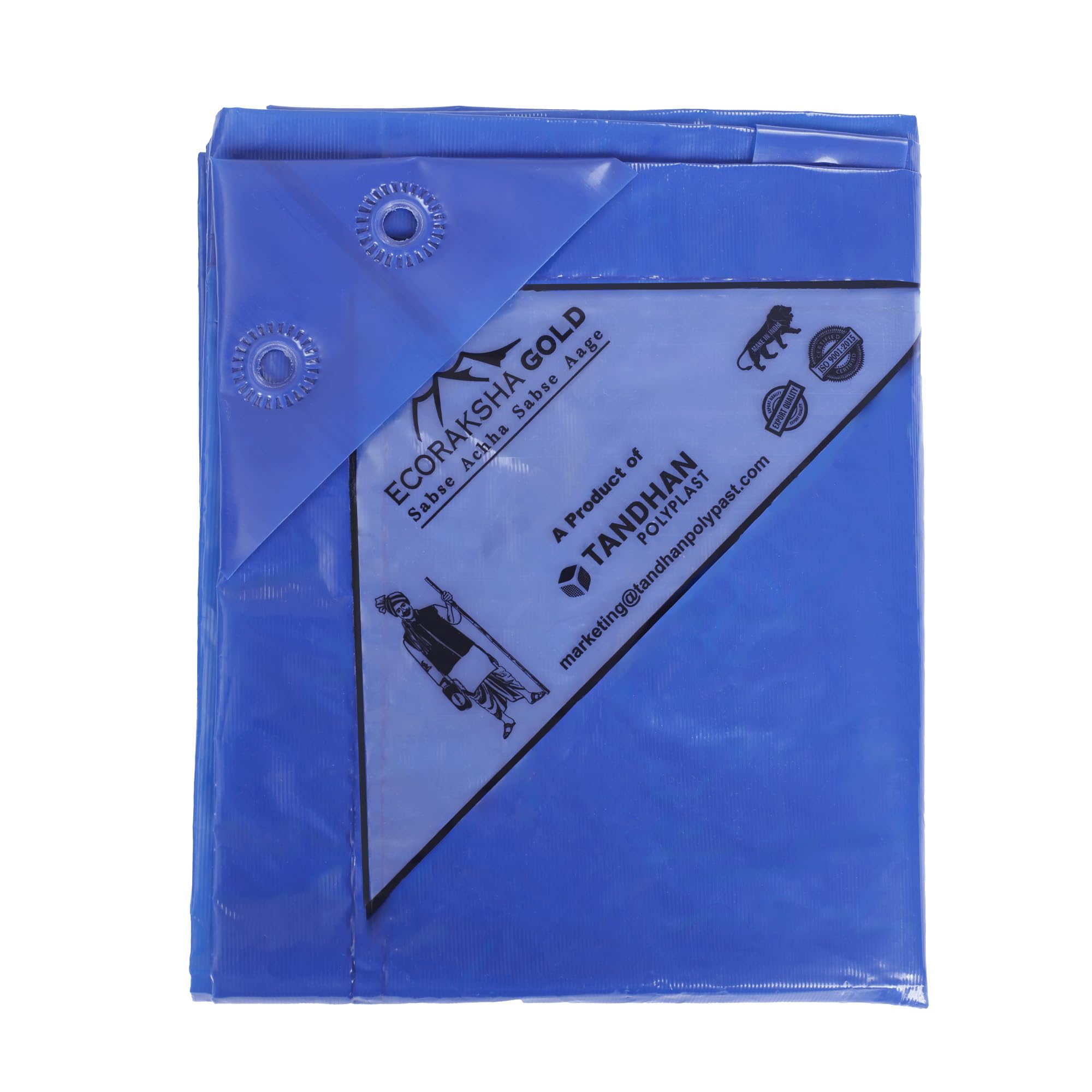 Ecoraksha Gold 120 GSM Blue Tarpaulin Sheet 6x6 Ft | Waterproof UV Resistant Rip-Stop Tirpal for Roofing, Agriculture, Camping & Cycle Cover | Thadpatti