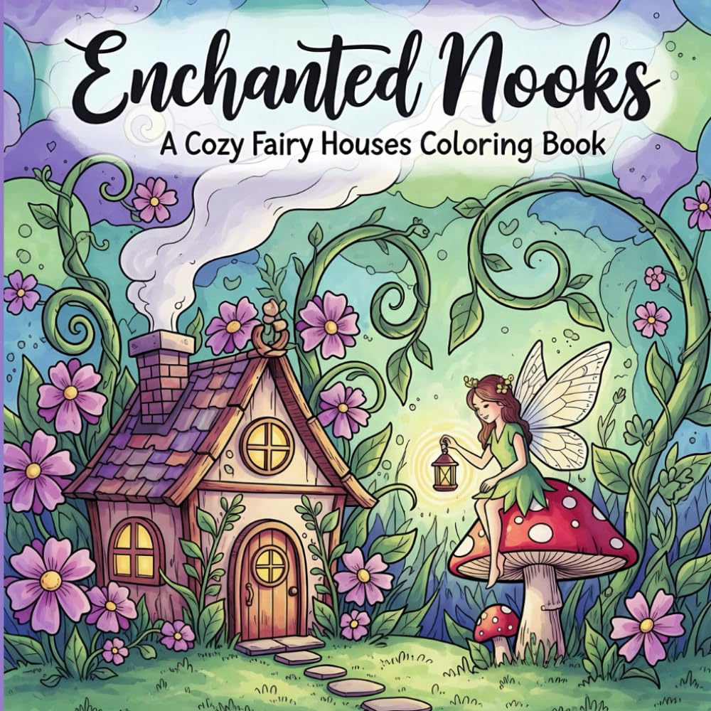 Enchanted Nooks: A Cozy Fairy Houses Coloring Book: Whimsical Fairy Homes and Magical Scenes for Relaxing Coloring
