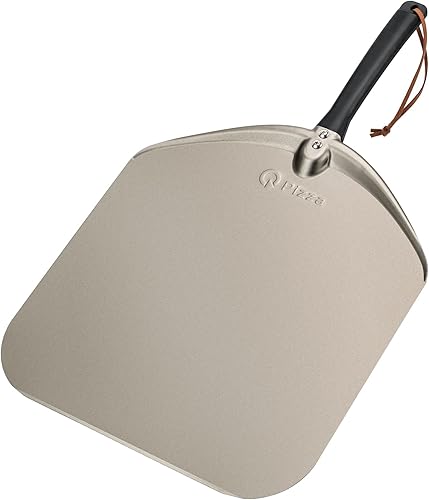 Q Pizza Pala de pizza de aluminio de 14 x 16 pulgadas, paleta de torneado de pizza de metal extra grande, accesorio para horno de pizza, espátula