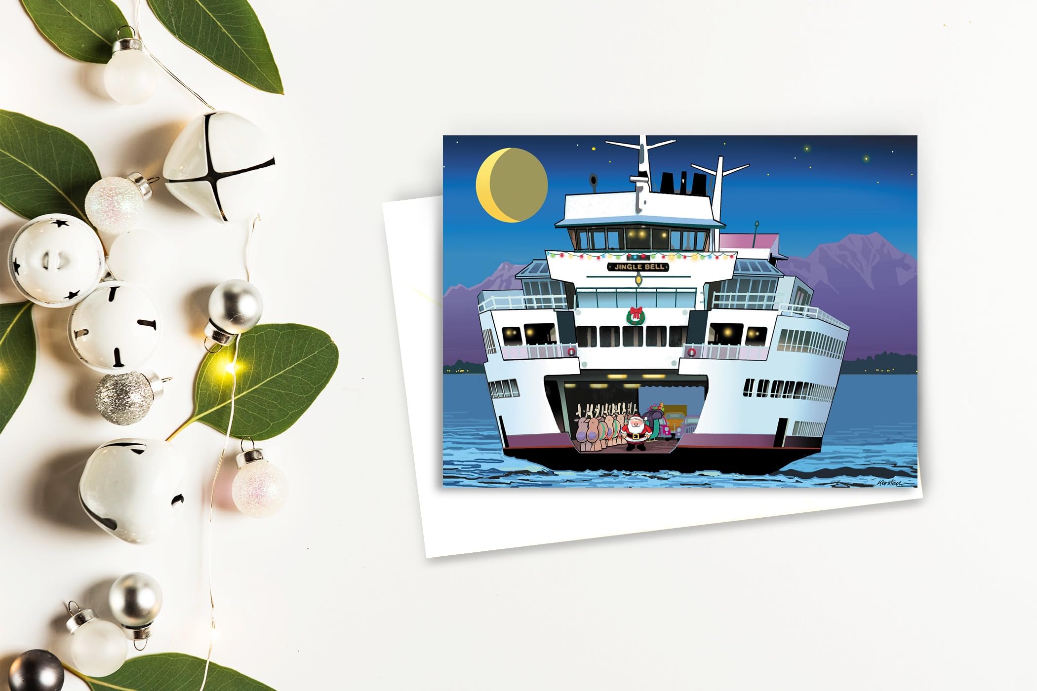 Stonehouse Collection Weihnachtskarten Seattle Ferry – 12 Karten Mit Umschlägen, 4.5x6.25 Zoll, Glänzend-matt