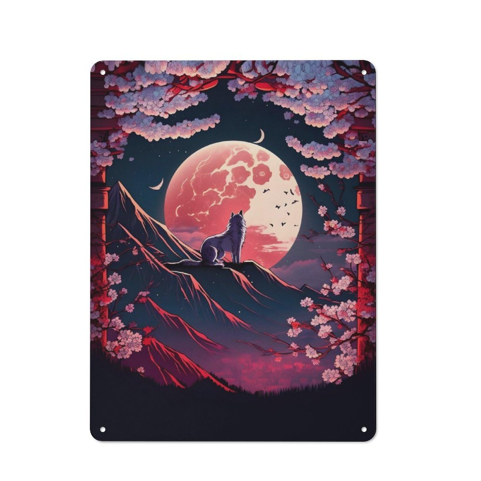 Junmoney Moonlight In Japan Metal Plaque 40X30cm With For Garage Wall, Vintage Decor, For Vintage Wall Decor Fans, For Metal Sign Collectors