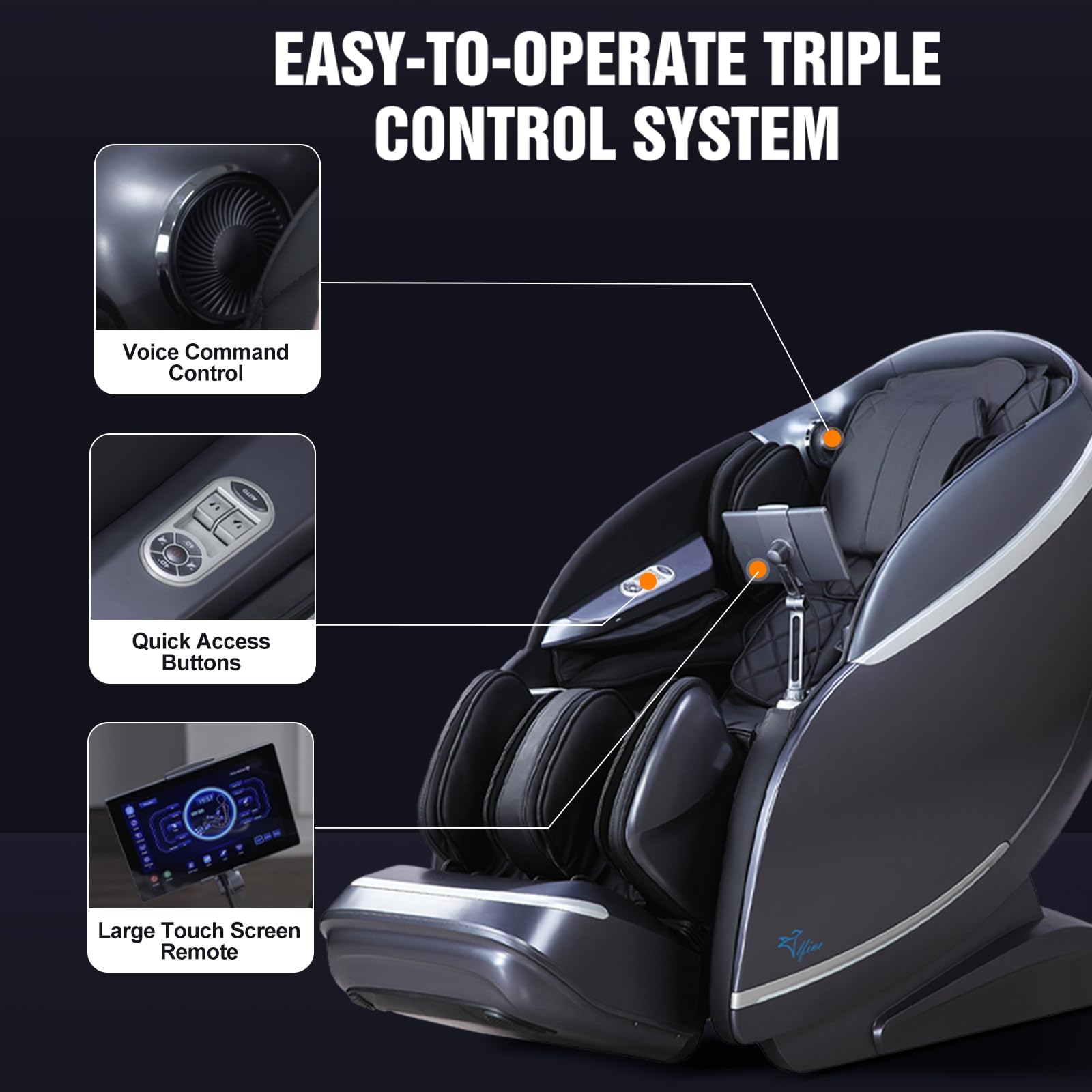 Alfine 2024 A688 Heaven Duet Massage Chair-4D & 3D Dual-Mechanism Zero Gravity Recliner with Yoga Stretch and Electric Automatic Footrest Extension-Full Body Relaxation (Black)